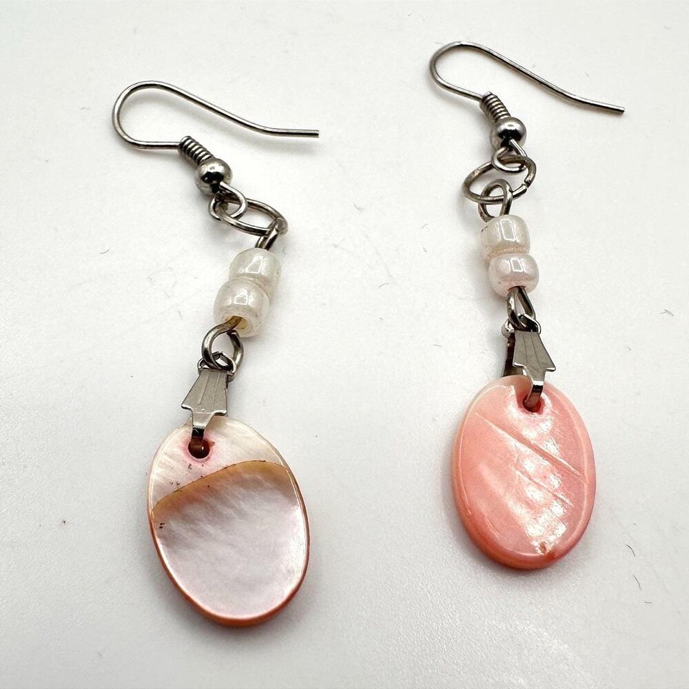 Vintage Y2K Mother Of Pearl Shell Beaded Dangle Earrings Women's Classic Jewelry